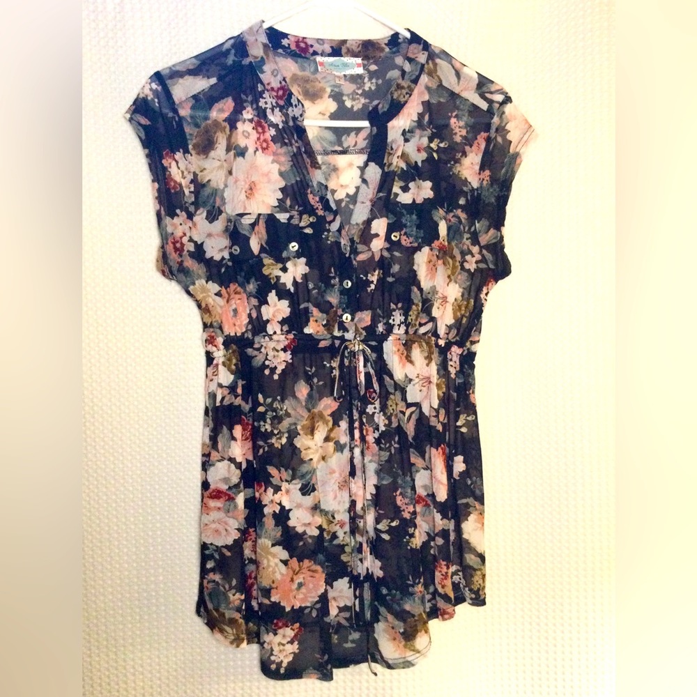 🌟5xHP!🌟 Aria Blue Maternity | Sheer Floral Top